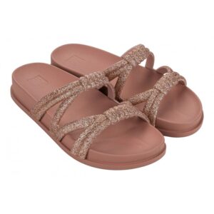Sandalo con fasce in micro glitter