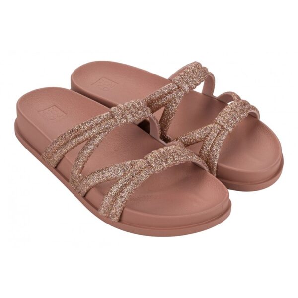 Sandalo con fasce in micro glitter