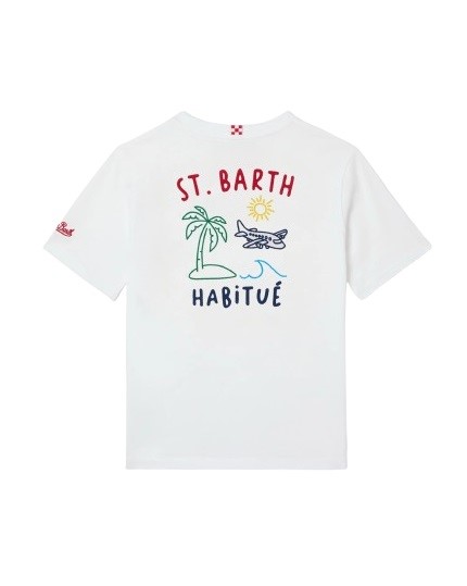 T-shirt mezza manica con ricamo sul retro