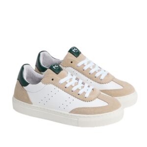 Sneaker in pelle e camoscio con lacci e zip