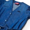Vestito in denim con maniche corte a sbuffo