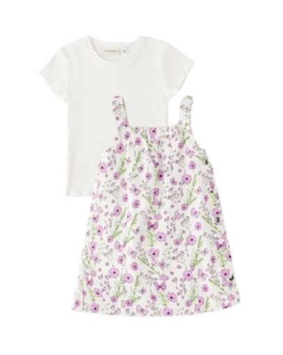 EB15F27725E6A74B8BDBF879C053A9AB_ Completo t-shirt a costine e vestito fantasia floreale