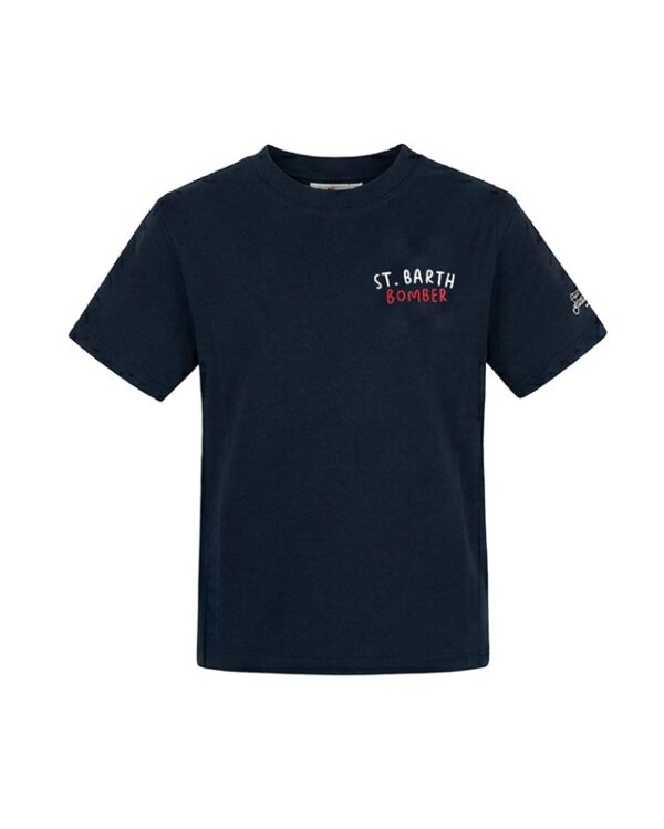 T-shrt mezza manica con ricamo bomber sul retro