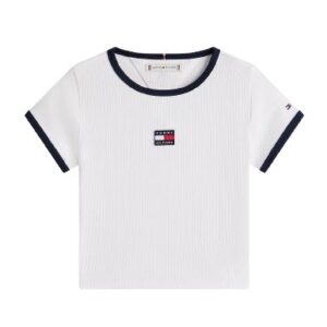 T-shirt mezza manica a coste con logo