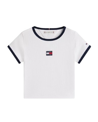 T-shirt mezza manica a coste con logo