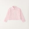 Camicia crop a righe con orsetto in pizzo sul retro