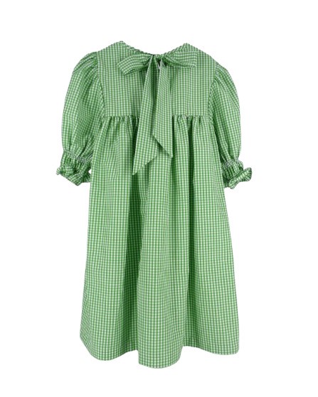 Vestito vichy con ricamo punto smock