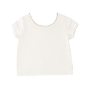 T-shirt mezza manica con strass al collo