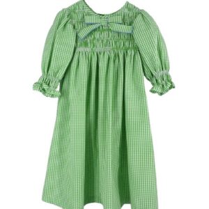 Vestito vichy con ricamo punto smock