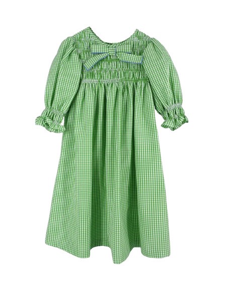 Vestito vichy con ricamo punto smock