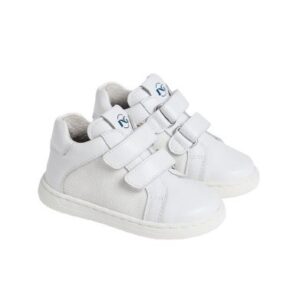 Sneaker primo passo in pelle con doppio velcro