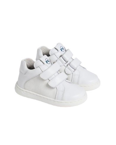 Sneaker primo passo in pelle con doppio velcro
