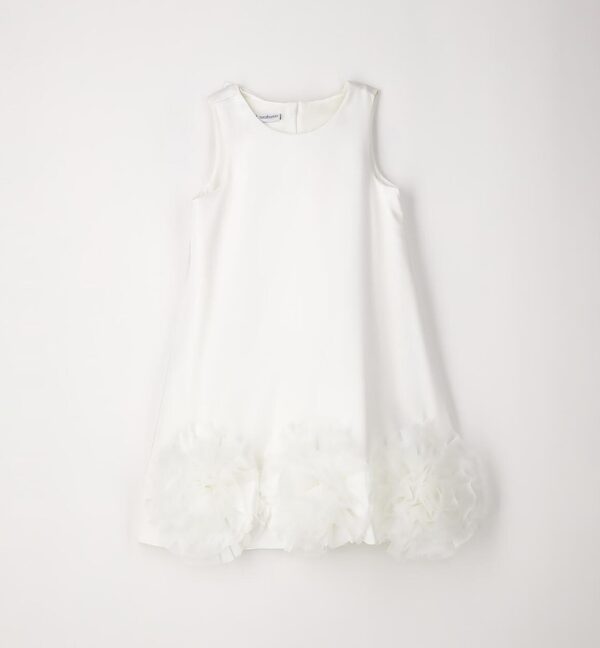 FAD930FE1F319CB4FA73D57F06B1ABFA_ Vestito con fiori in organza al fondo e fiocco sul retro