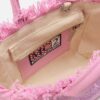 FD31AA195E5534266A218FC4C3864353_ Borsa vanity mini in canvas rosa con logo in strass
