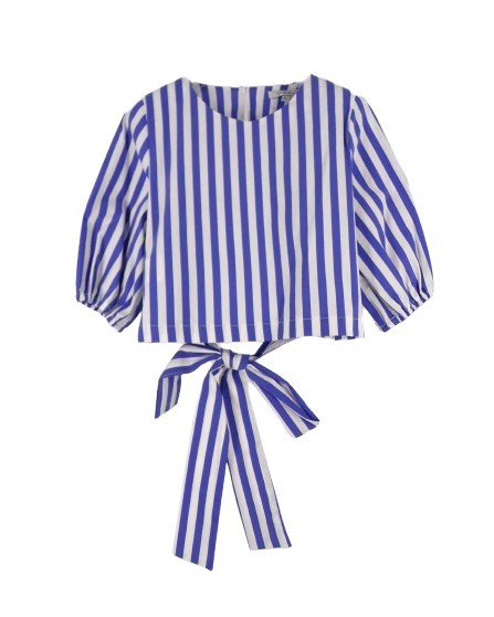 Completo blusa a righe con fiocco sul retro e pantalone
