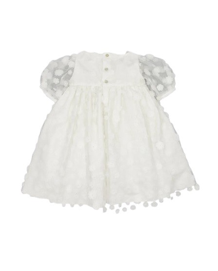 Vestito in tulle con fiori maniche a sbuffo