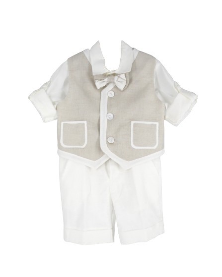Completo gilet, camicia con papillon e pantalone