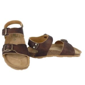 Sandalo in eco pelle con doppia fibbia