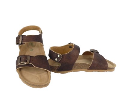 Sandalo in eco pelle con doppia fibbia