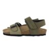 Sandalo in eco pelle con velcro e fibbia