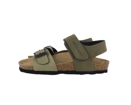 Sandalo in eco pelle con velcro e fibbia