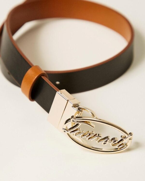 Cintura in eco pelle reversibile con logo
