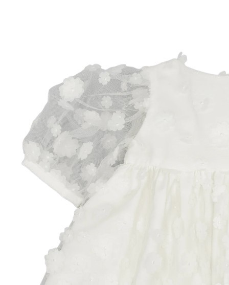 Vestito in tulle con fiori maniche a sbuffo