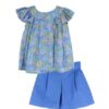 Completo camicia fantasia floreale e gonna/short