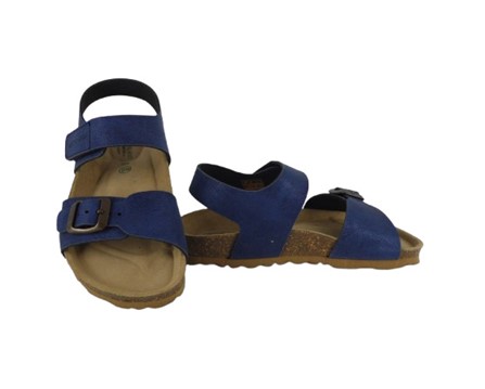 Sandalo in eco pelle con velcro e fibbia