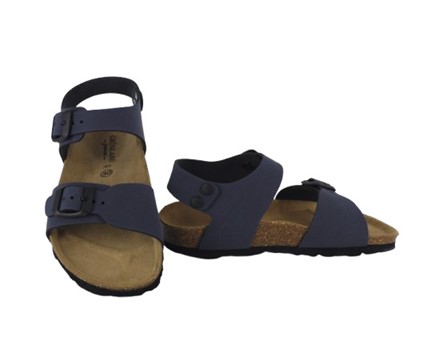 Sandalo in eco pelle con doppia fibbia