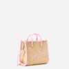 Borsa mini effetto rafia con logo ricamato