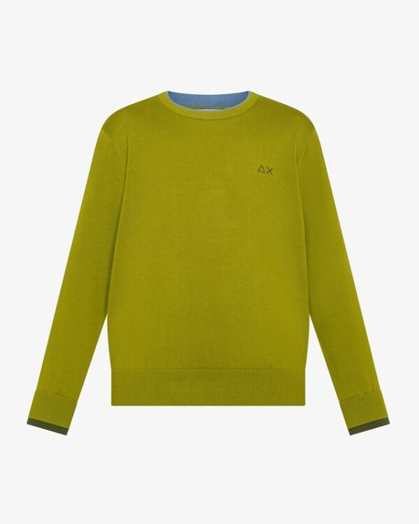 Maglione in cotone con logo e bordi a contrasto