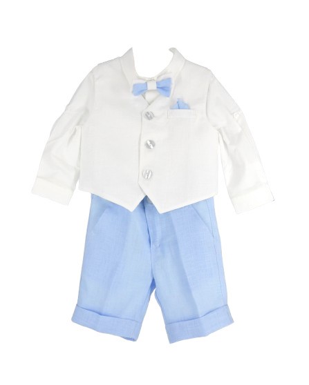 Completo gilet, camicia, papillon e bermuda