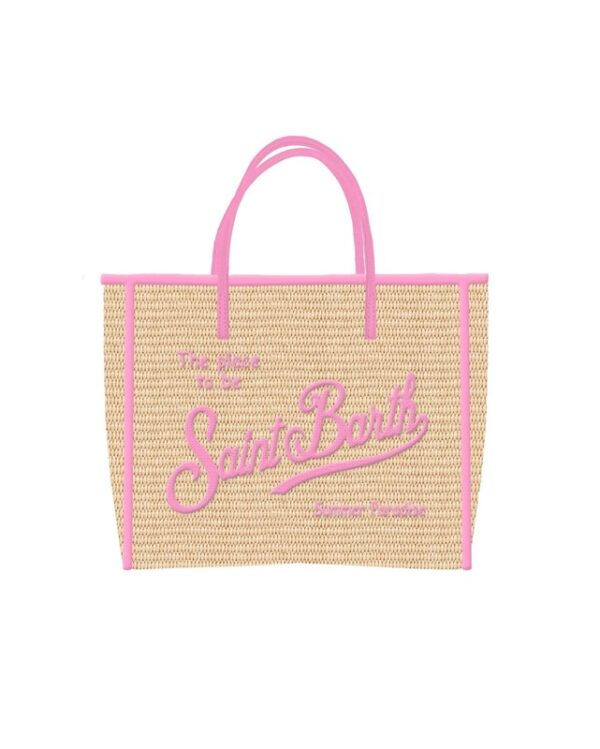 Borsa vivian media effetto rafia con logo ricamato
