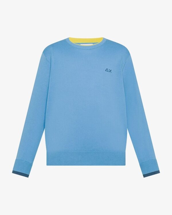 Maglione in cotone con logo e bordi a contrasto