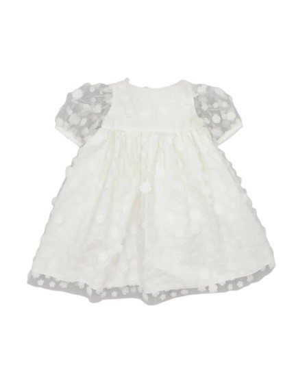 Vestito in tulle con fiori maniche a sbuffo