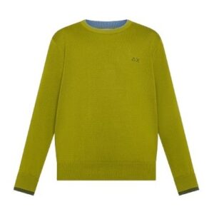 Maglione in cotone con logo e bordi a contrasto