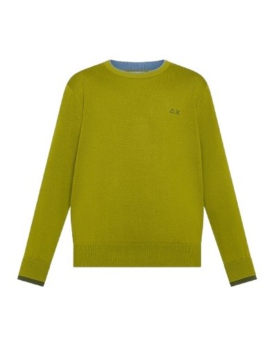 Maglione in cotone con logo e bordi a contrasto