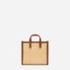 Borsa mini effetto rafia con logo ricamato