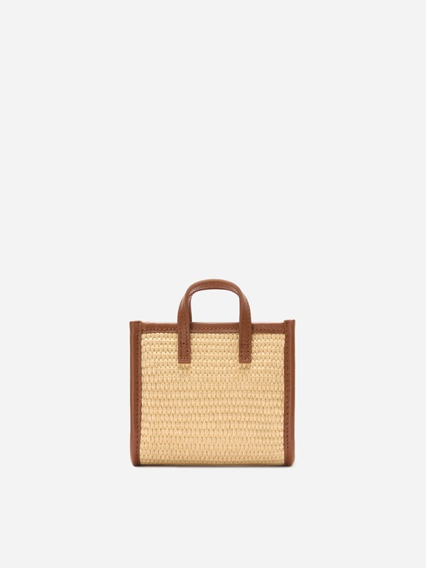 Borsa mini effetto rafia con logo ricamato