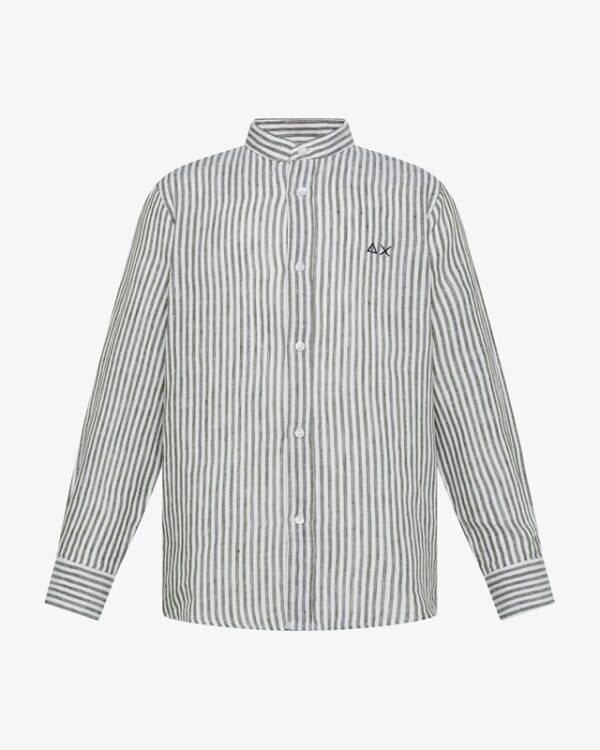 Camicia coreana a righe in lino