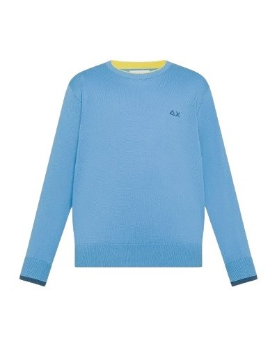 Maglione in cotone con logo e bordi a contrasto