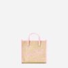 Borsa mini effetto rafia con logo ricamato