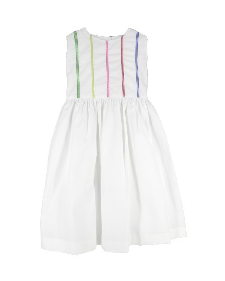 Vestito smanicato con nastrini colorati