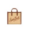 Borsa mini effetto rafia con logo ricamato