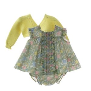 Completo vestito fiorato e coulotte con giacchino