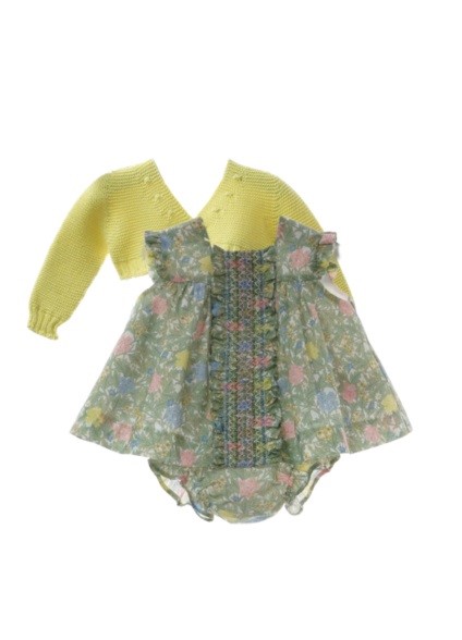 Completo vestito fiorato e coulotte con giacchino