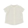 Completo camicia coreana mezza manica e salopette in lino