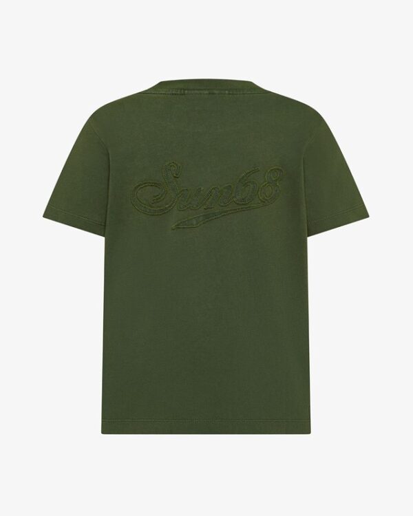 T-shirt mezza manica con ricamo logo vintage sul retro