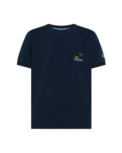 T-shirt mezza manica con taschino e ricamo